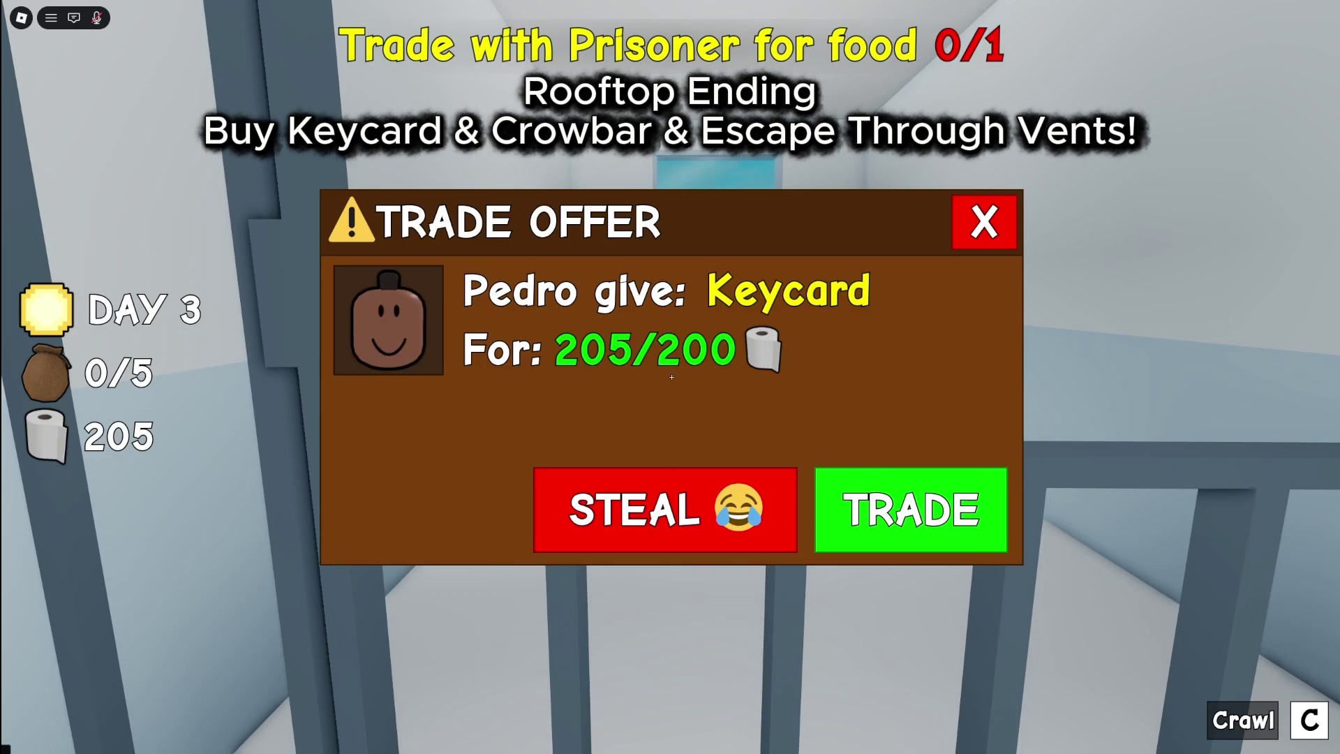 The Rooftop Escape: Acquiring Keycard and Crowbar